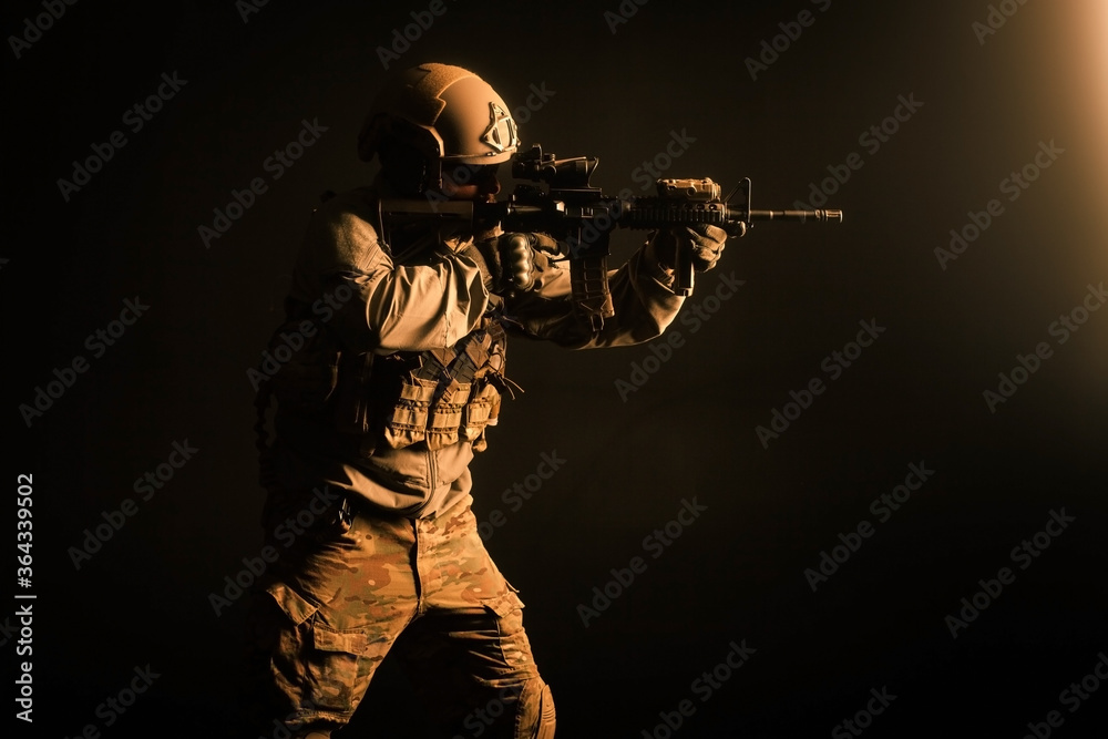 special forces attack, soldier in uniform with a rifle in action, american ranger with guns special forces attack, soldier in uniform with a rifle in action, american ranger with guns