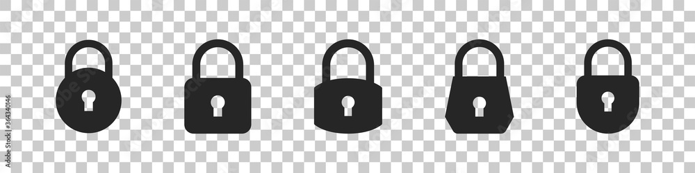 Lock Icons. Vector lock icons on transparent background. Lock Unlock. Vector illustration