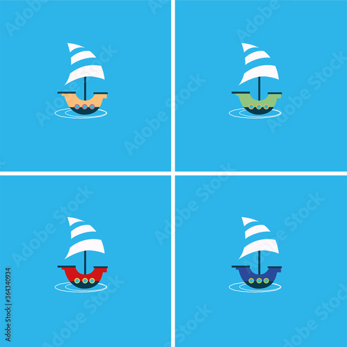 Ship color flat icon vector © Lioner