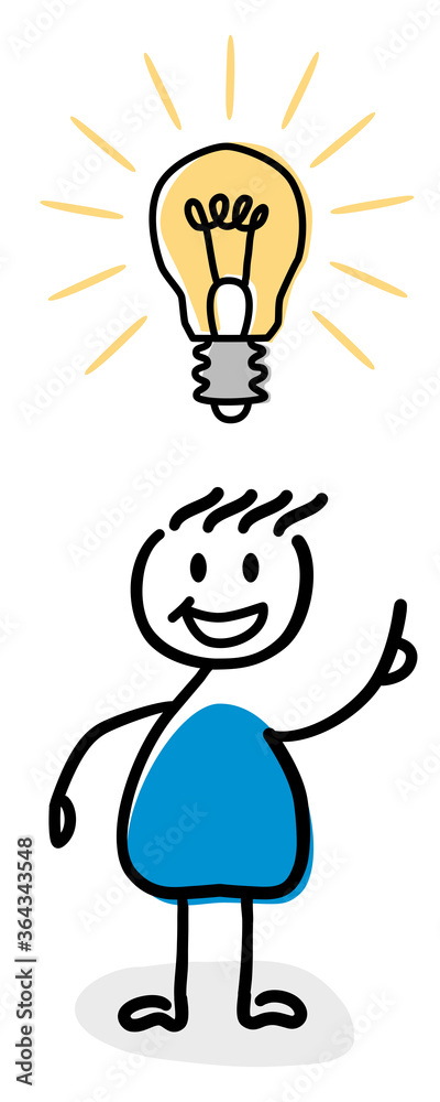 Strichfigur mit guter Idee. Kann für Poster, Grafiken, Bilder und Karten verwendet werden. Graif als Vektor Datei. Veränderbar und anpassbar. Strichfigur mit guter Idee. Kann für Poster, Grafiken, Bilder und Karten verwendet werden. Graif als Vektor Datei. Veränderbar und anpassbar.