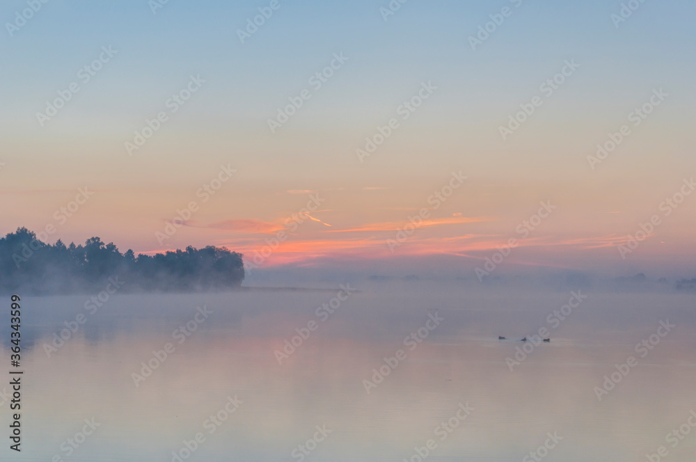 Beautiful sunrise on the lake. Polish sunrise