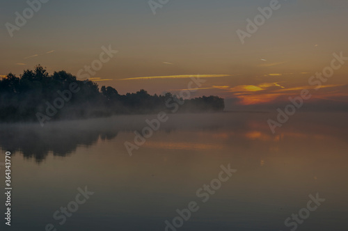 Beautiful sunrise on the lake. Polish sunrise