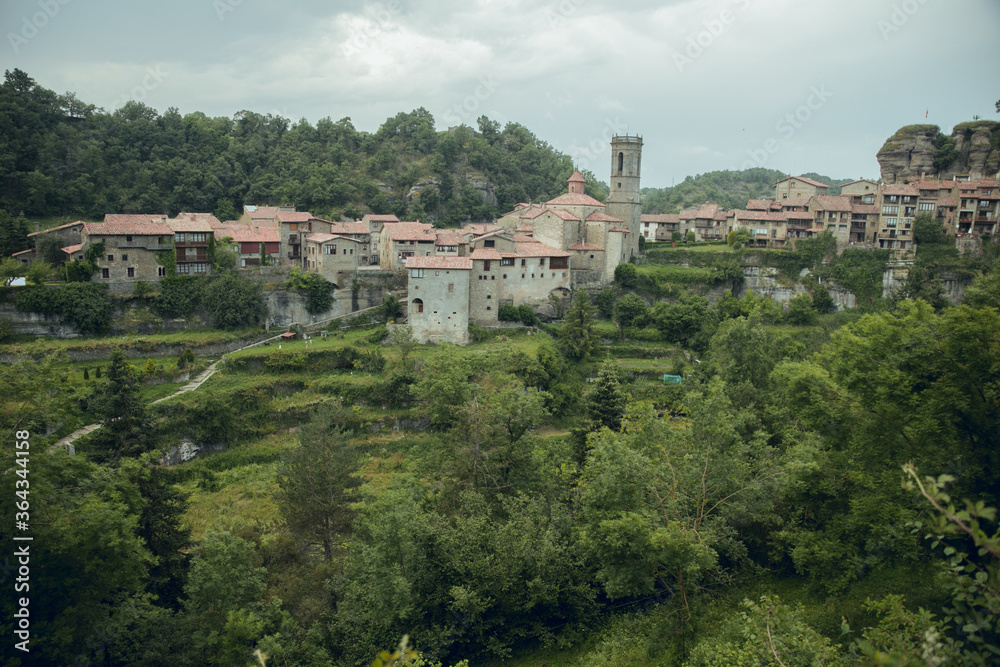RUPIT and PRUIT, SPAIN - JULY, 2020: Views of the town of Rupit i Pruit - Catalan medieval town