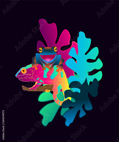 frog and chameleon illustration design for sukajan is mean japan traditional cloth or t-shirt with digital hand drawn Embroidery Men T-shirts Summer Casual Short Sleeve Hip Hop T Shirt Streetwear