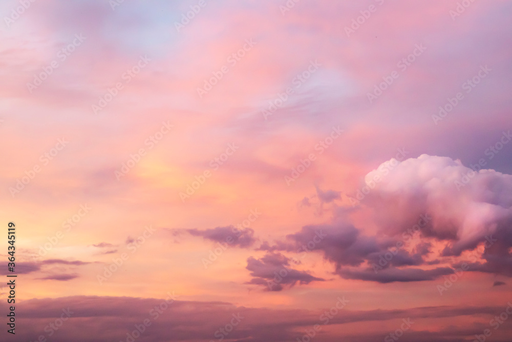 Beautiful sunset sky with clouds. Close-up.