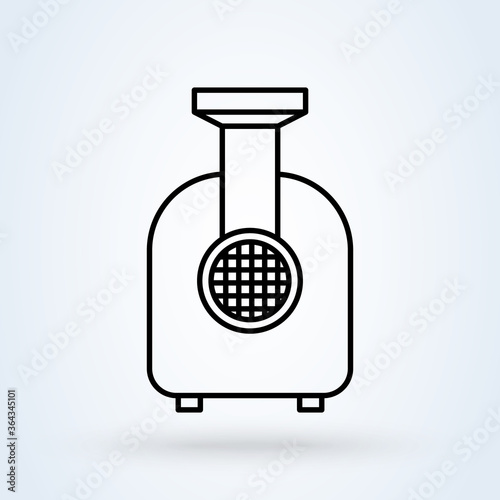Meat grinder icon in line design style isolated on white background. Meat mincer symbol.