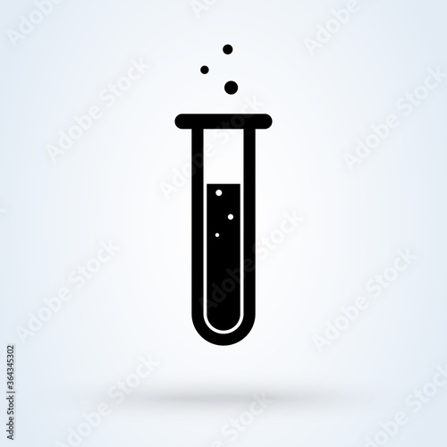 Laboratory test tubes for experiments. Chemical reaction flasks. Flat design style.