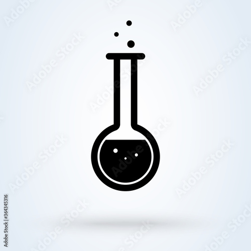 Laboratory experiment flask icon illustration. Chemistry test tube. Flat design style.