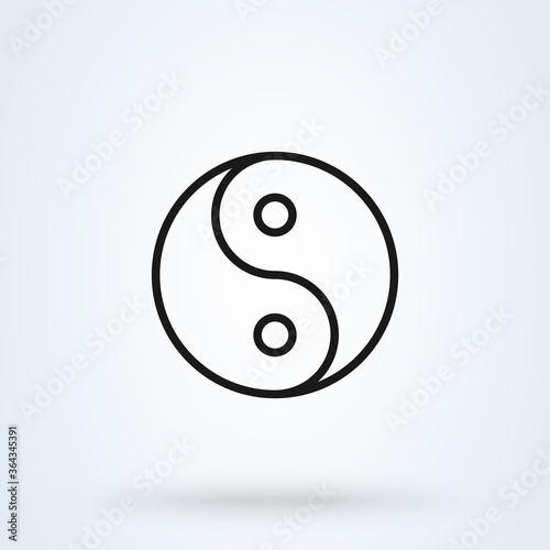 Yin yang symbol of harmony and balance. Line icon design for social, spiritual concept.