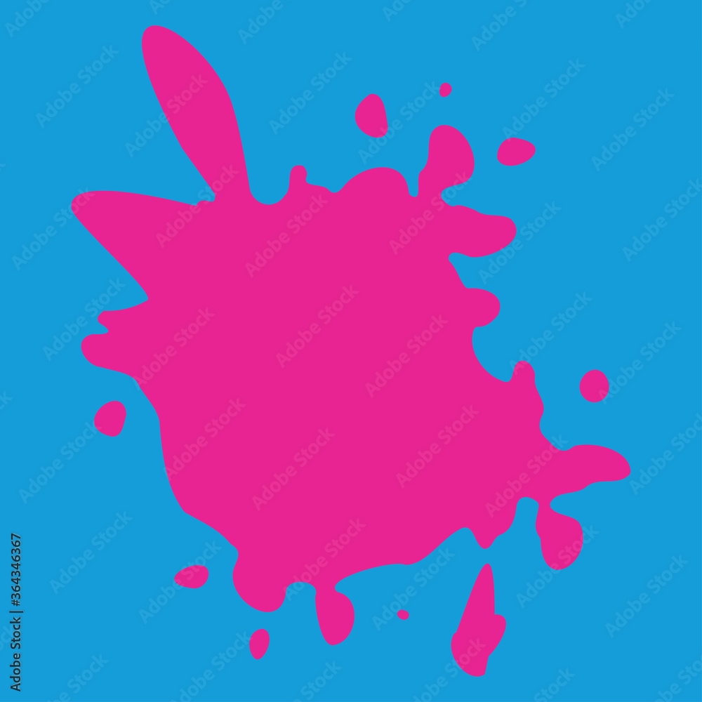 An abstract pink splatter shape against a blue background. An abstract pink splatter shape against a blue background.