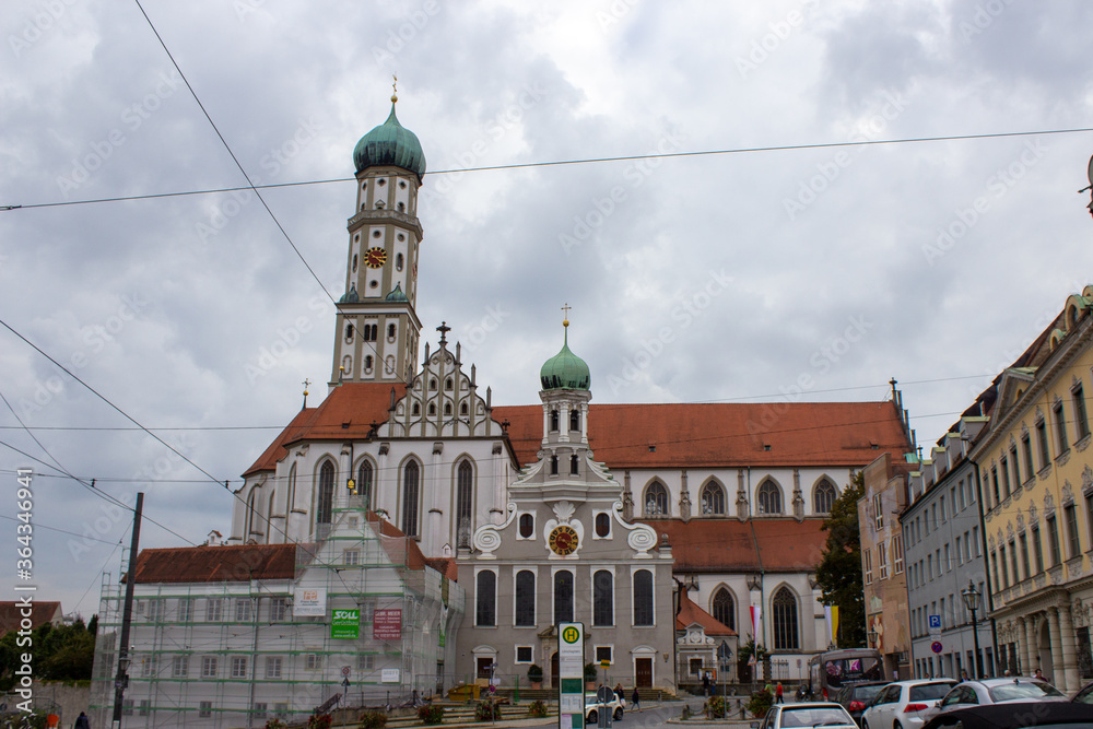 Obraz premium Facade of the St. Ulrich and St. Afra's Abbey in Augsburg, Bavaria, Germany. Long history monastery and Basilica.
