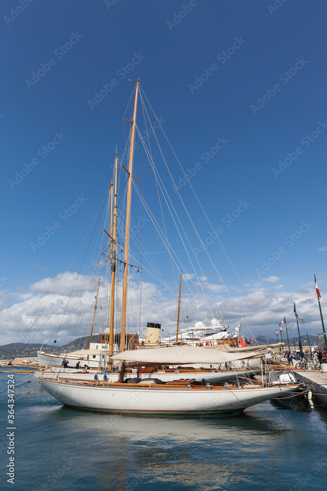 Vintage sailboats in harbor of Saint-Tropez