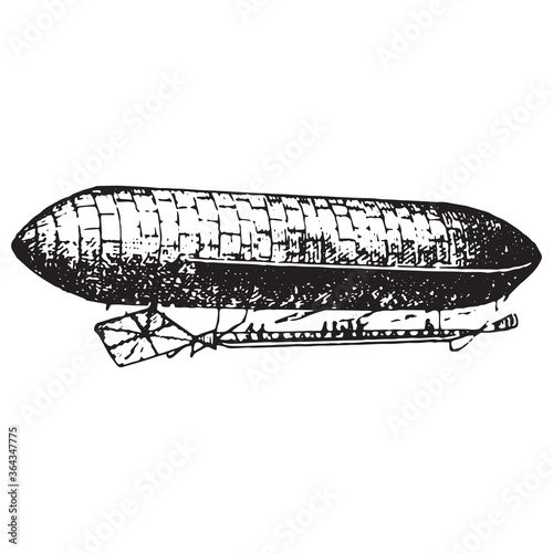 Vintage engraving of an airship, dirigible aircraft © EnginKorkmaz