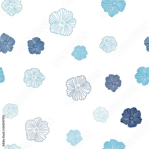 Light BLUE vector seamless doodle pattern with flowers. Shining colored illustration with flowers. Design for wallpaper, fabric makers.