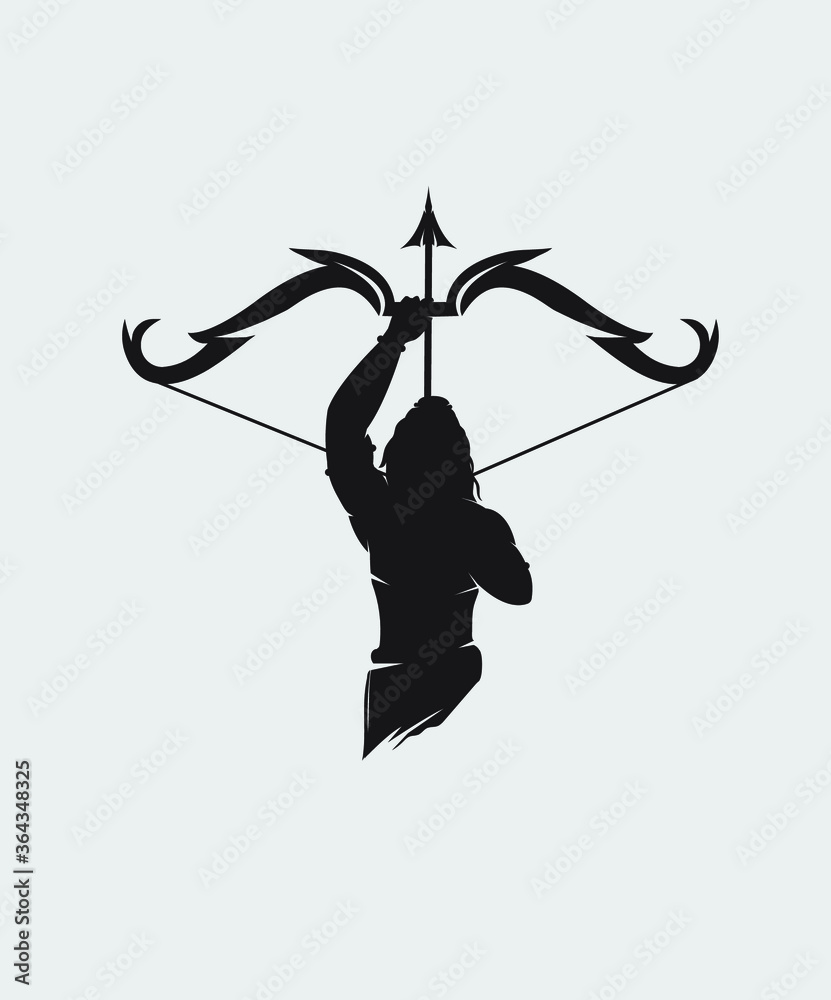 Lord rama vector graphic design with holding Bow and Arrow amazing vector art. - obrazy, fototapety, plakaty 