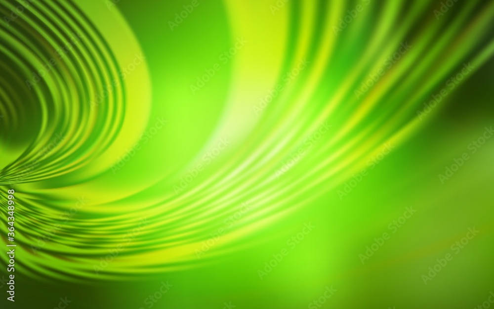 Light Green, Yellow vector backdrop with curved lines. Colorful geometric sample with gradient lines.  Brand new design for your ads, poster, banner.