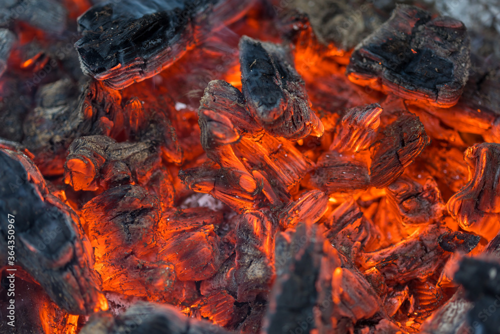 Flame incinerates firewood and transforms it ashes, close up, shallow depth of field. Blaze in a large stove. Nature texture of fire. The flame of fire burns in the brazier, smoldering firewoods. Flame incinerates firewood and transforms it ashes, close up, shallow depth of field. Blaze in a large stove. Nature texture of fire. The flame of fire burns in the brazier, smoldering firewoods.
