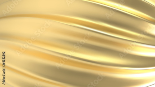 3d realistic texture gold fabric, golden silk, foil. Vector