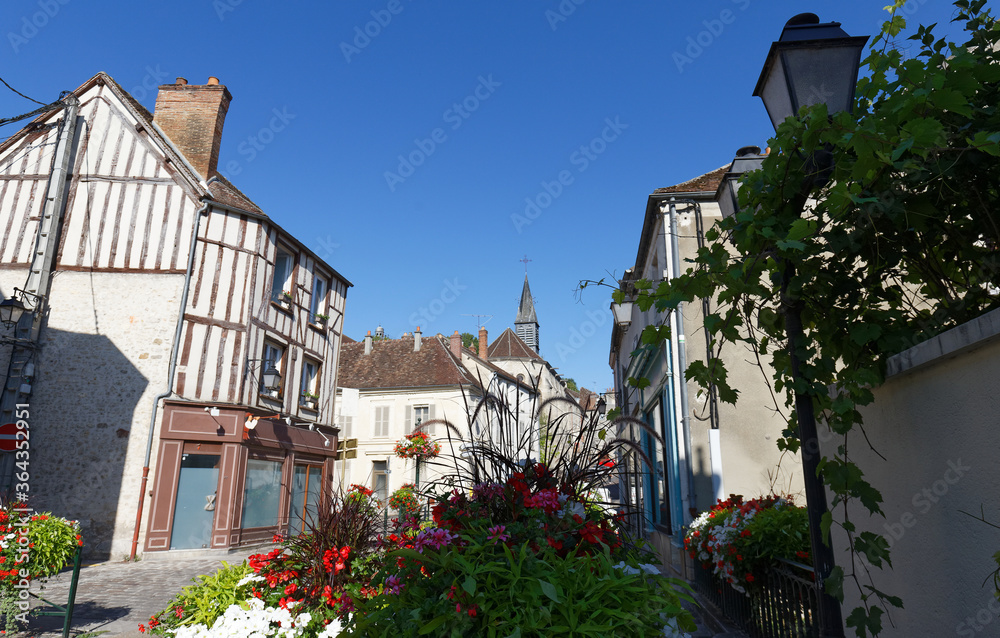 Traditional houses in the old town of Provin, France.