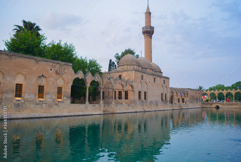 Sanliurfa,  fish lake, historical mosque, a touristic place

