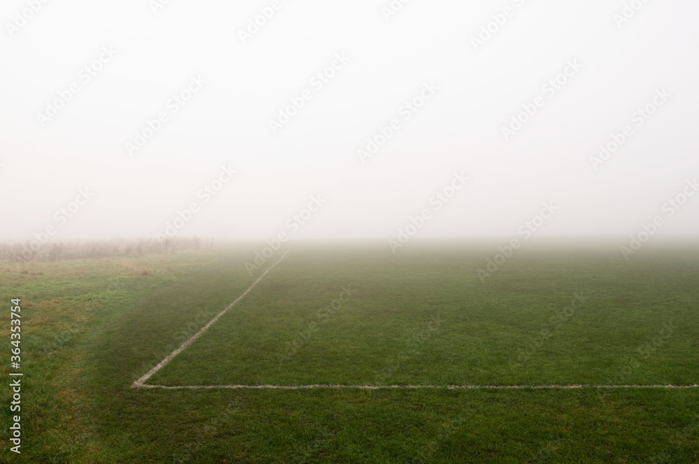 Fog above soccer field