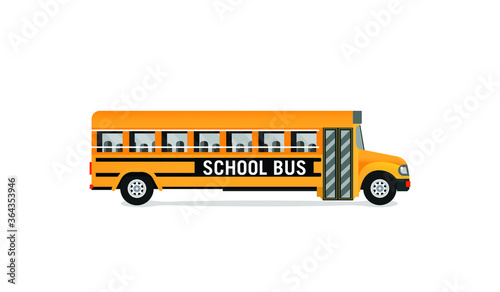 School bus, yellow school bus vector icon