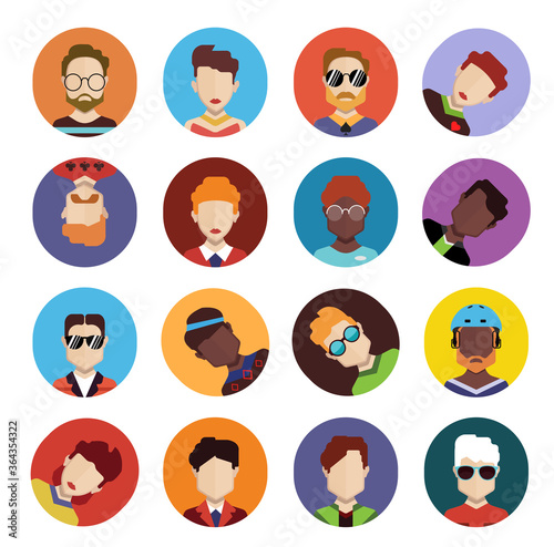 Avatar icon set Persons, avatars, people heads of different ethnicity. Avatar Vector design