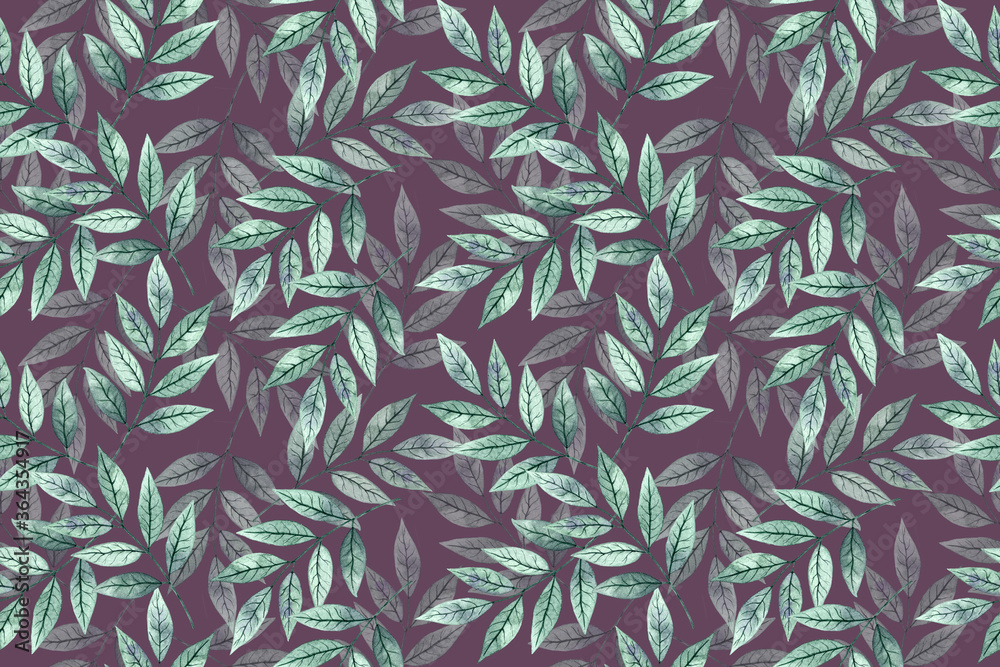Seamless pattern. Floral print on a purple background is ideal for textiles, printing, utensils and decor items.