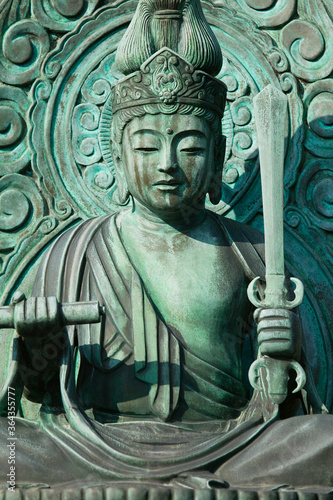 Japan Kyoto Tenryuji Temple bronze statue photo