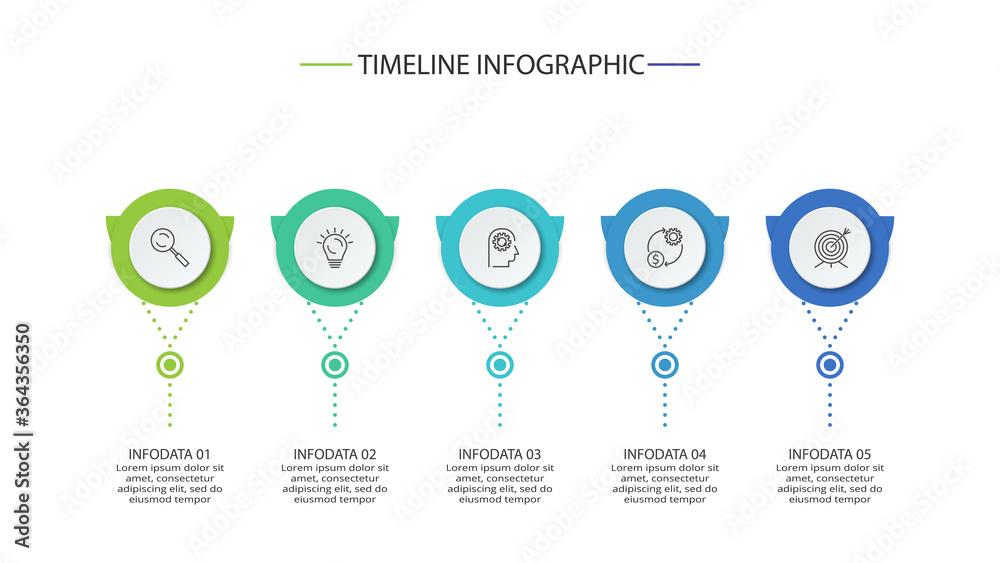 Circle elements of graph, diagram with 5 steps, options, parts or ...