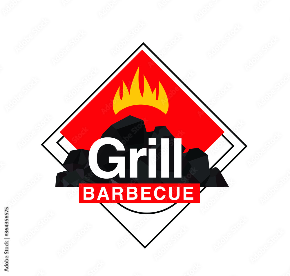 Barbecue, Grill house logo Barbecue & Grill  Label