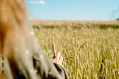 Принти на полотні young girl is dancing in a wheat field