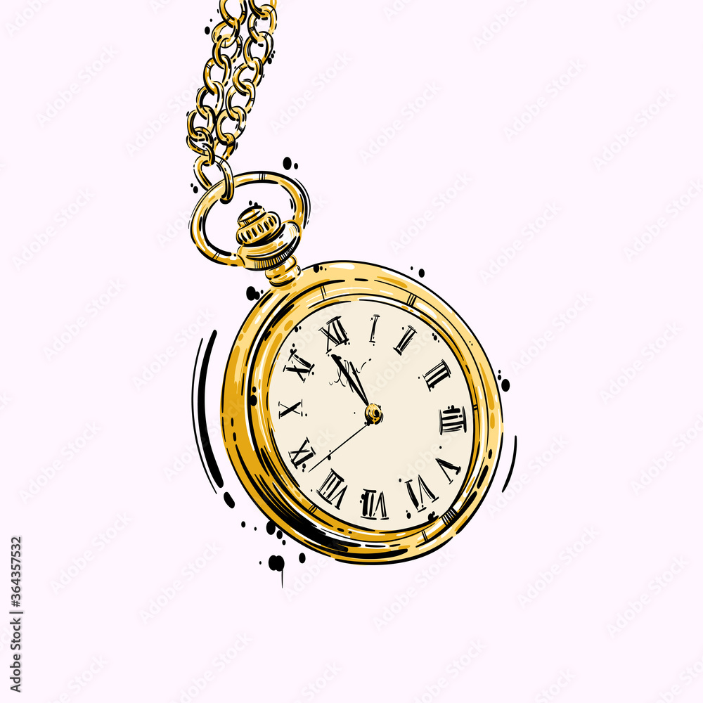 Vector abstract illustration of a pocket watch on a chain. Vector abstract illustration of a pocket watch on a chain.