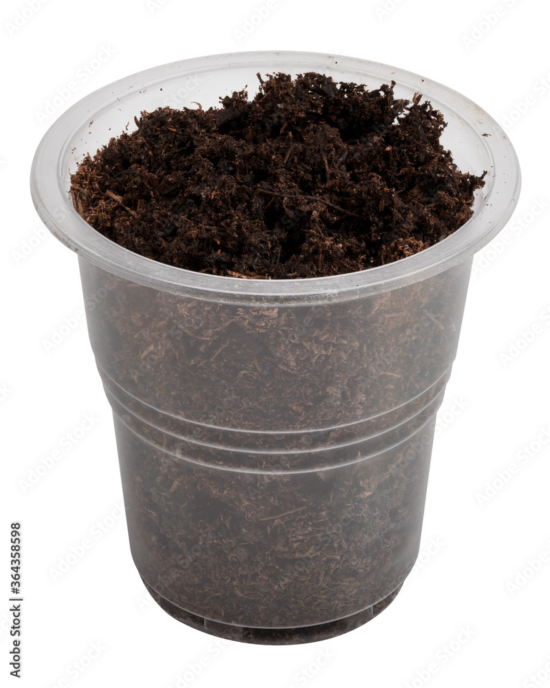 pot with soil, isolated on white background, clipping path, full depth of field pot with soil, isolated on white background, clipping path, full depth of field