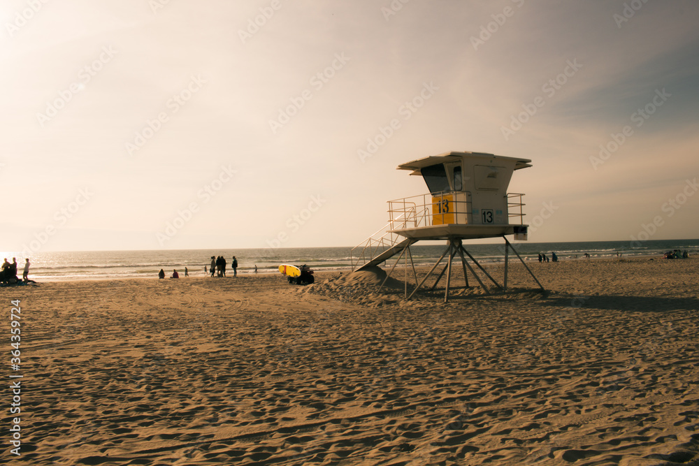 lifeguard tower at sunset lifeguard tower at sunset