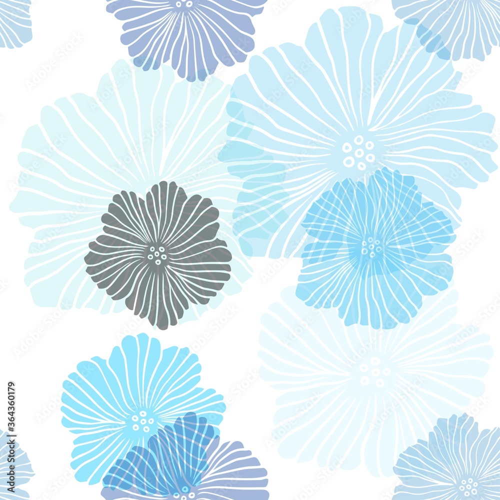 Light Blue, Green vector seamless natural backdrop with flowers. Creative illustration in blurred style with flowers. Template for business cards, websites.