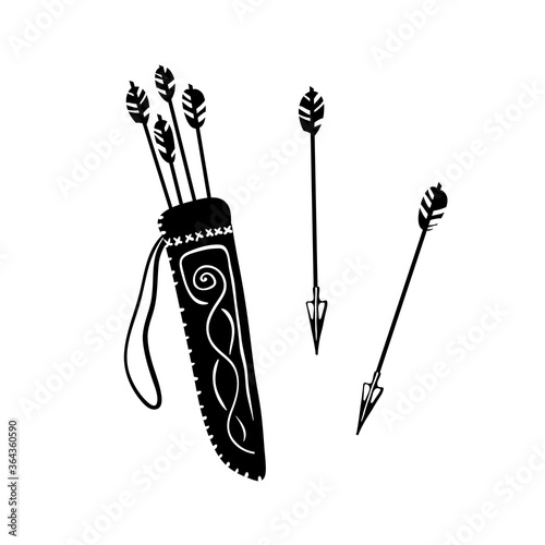 Quiver and arrows black silhouette Vector elements
