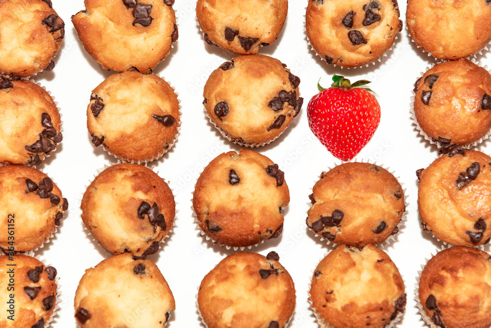 Muffins y combinado con fresa
