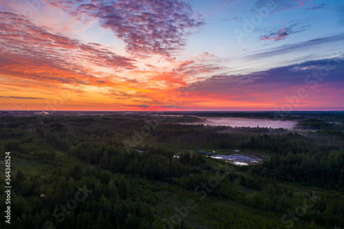 pink clouds at sunset, North of Russia, Surgut. photo