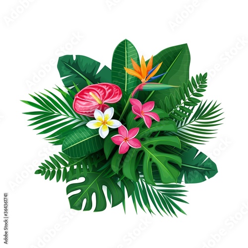 exotic flower and leaves