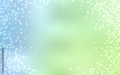 Light Blue, Green vector texture with milky way stars. Space stars on blurred abstract background with gradient. Pattern for futuristic ad, booklets.