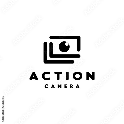 photography camera lens logo design with a style of lines for the studio