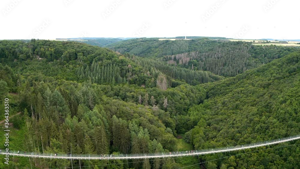 geierlay hängebrücke im hunsrück senkrecht von oben gefilmt