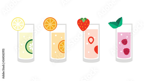 summer leomande drink vector illustration set - isolated, editable 