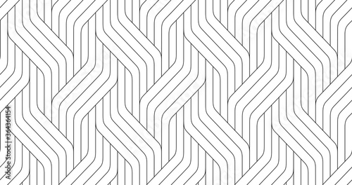 Seamless thin linear pattern. Abstract geometric wavy background. Stylish monochrome texture.