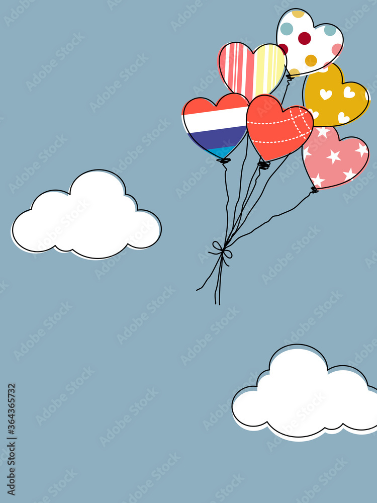 Vector Illustration of Flying Heart Balloons