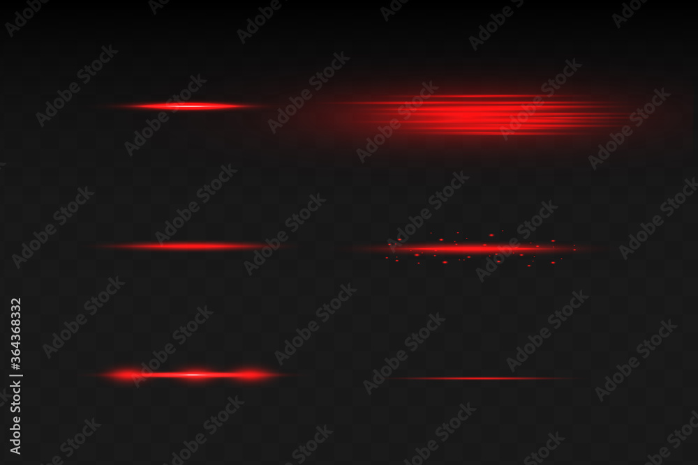 Abstract red laser beam. Transparent isolated on black background. Vector illustration.the lighting effect.floodlight directional