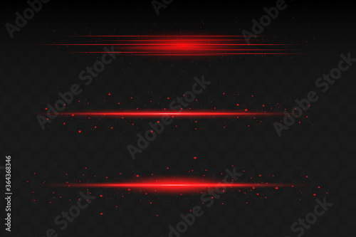 Abstract red laser beam. Transparent isolated on black background. Vector illustration.the lighting effect.floodlight directional