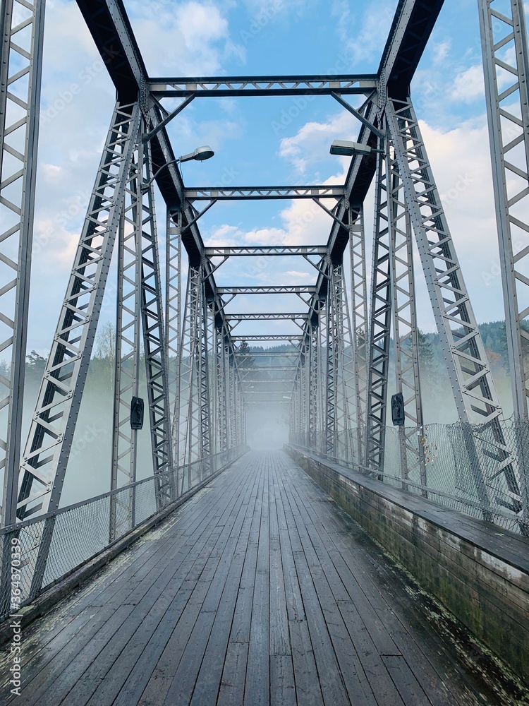 Fototapeta premium misty bridge over river