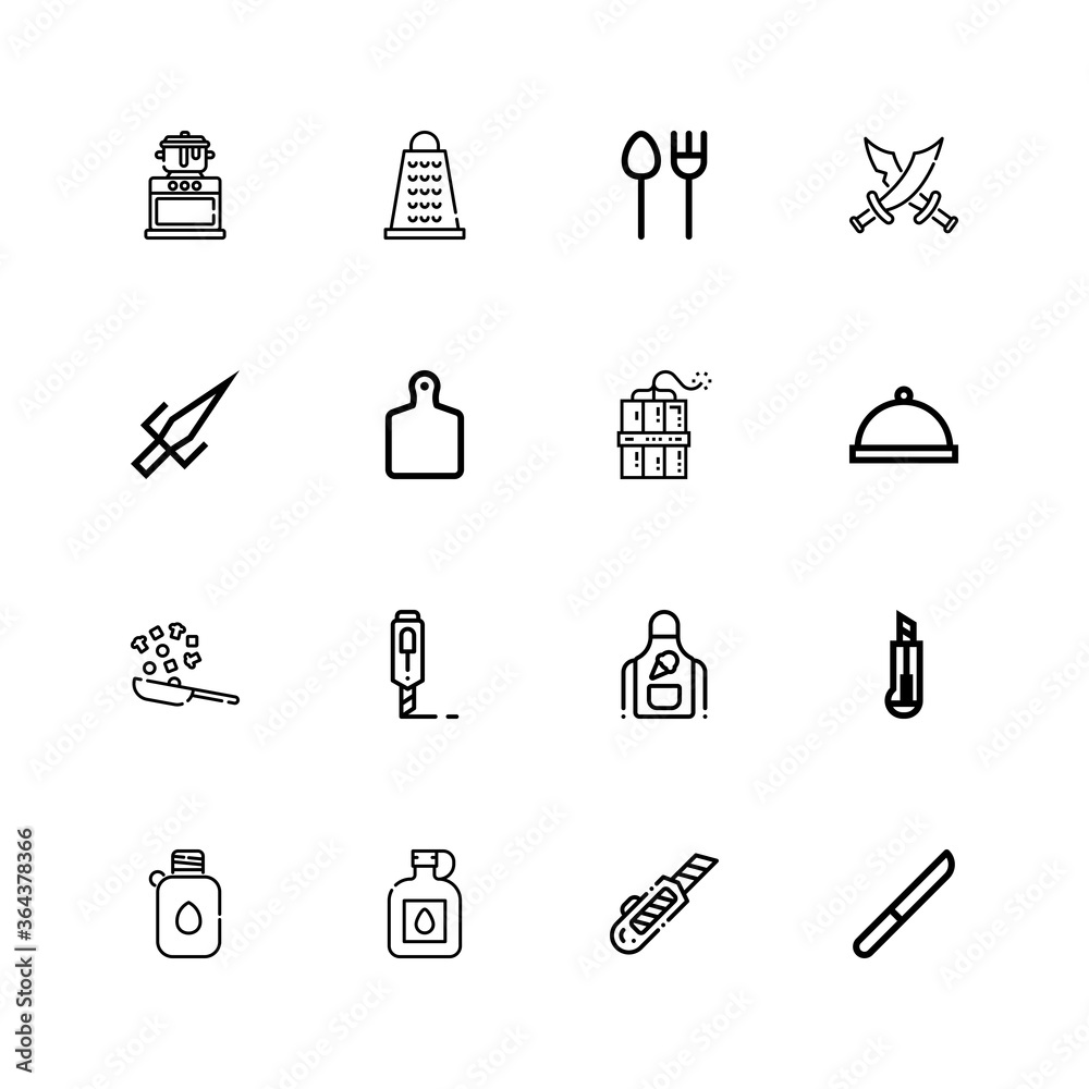 Editable 16 knife icons for web and mobile